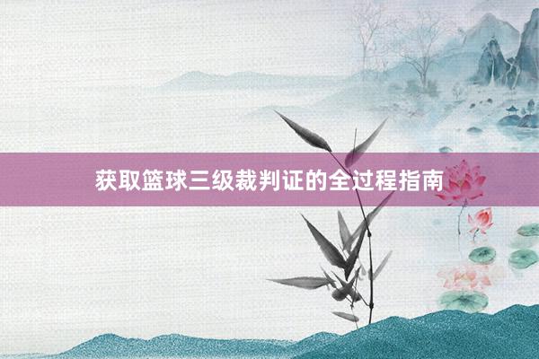 获取篮球三级裁判证的全过程指南